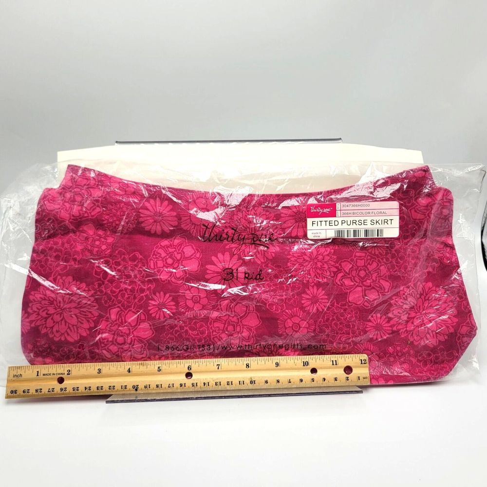 Thirty one 31 Fitted Purse Skirt Bicolor Floral Pink 366H
